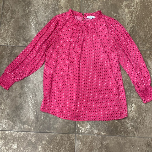 Carolina Belle Tops - Long sleeve pink with pattern light polyester size large